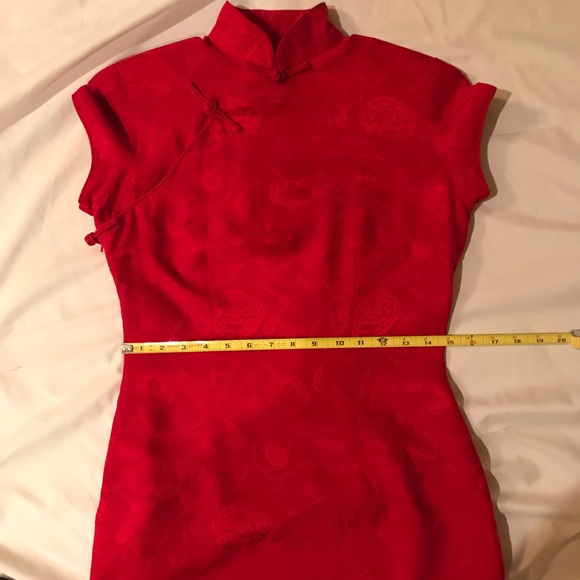 Authentics Chinese Silk Dress Red Beautiful US 8 - Picture 14 of 16
